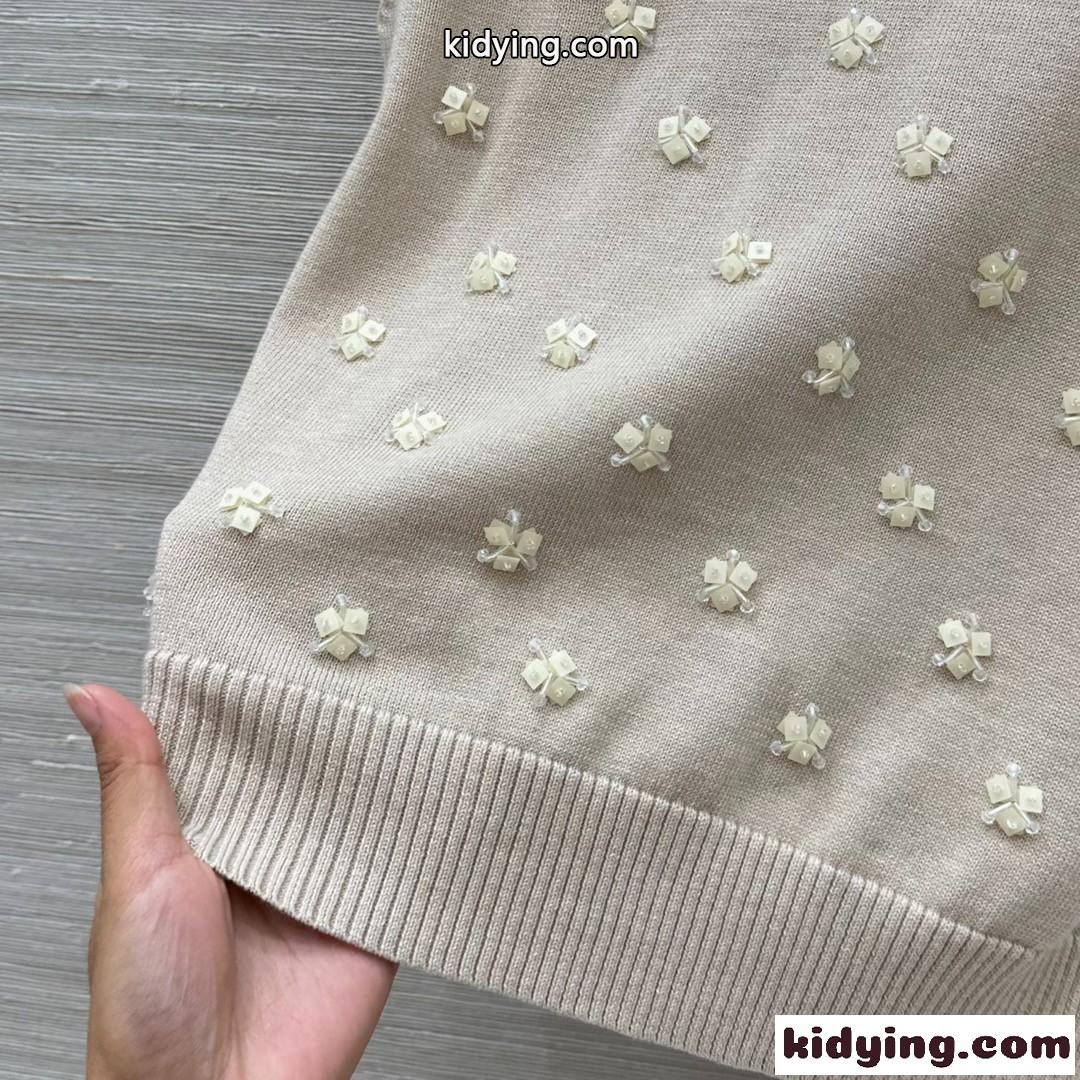 フェンミン 可愛い フラワー刺繍 ニットベスト ミュウミュウ ニット 偽物 ウール-0