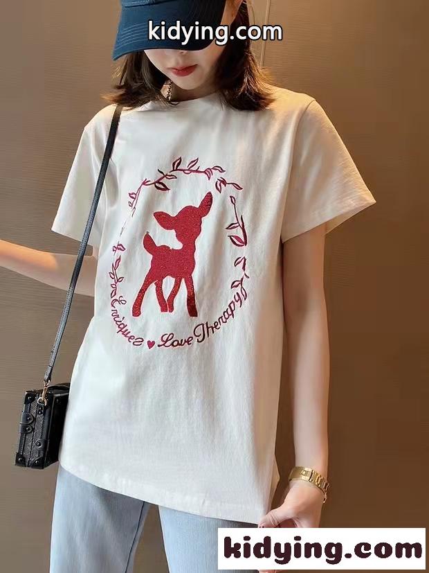 カジュアル おしゃれ ミュウミュウ 半袖tシャツ コピー ラウンドネック 人気 トップス-2