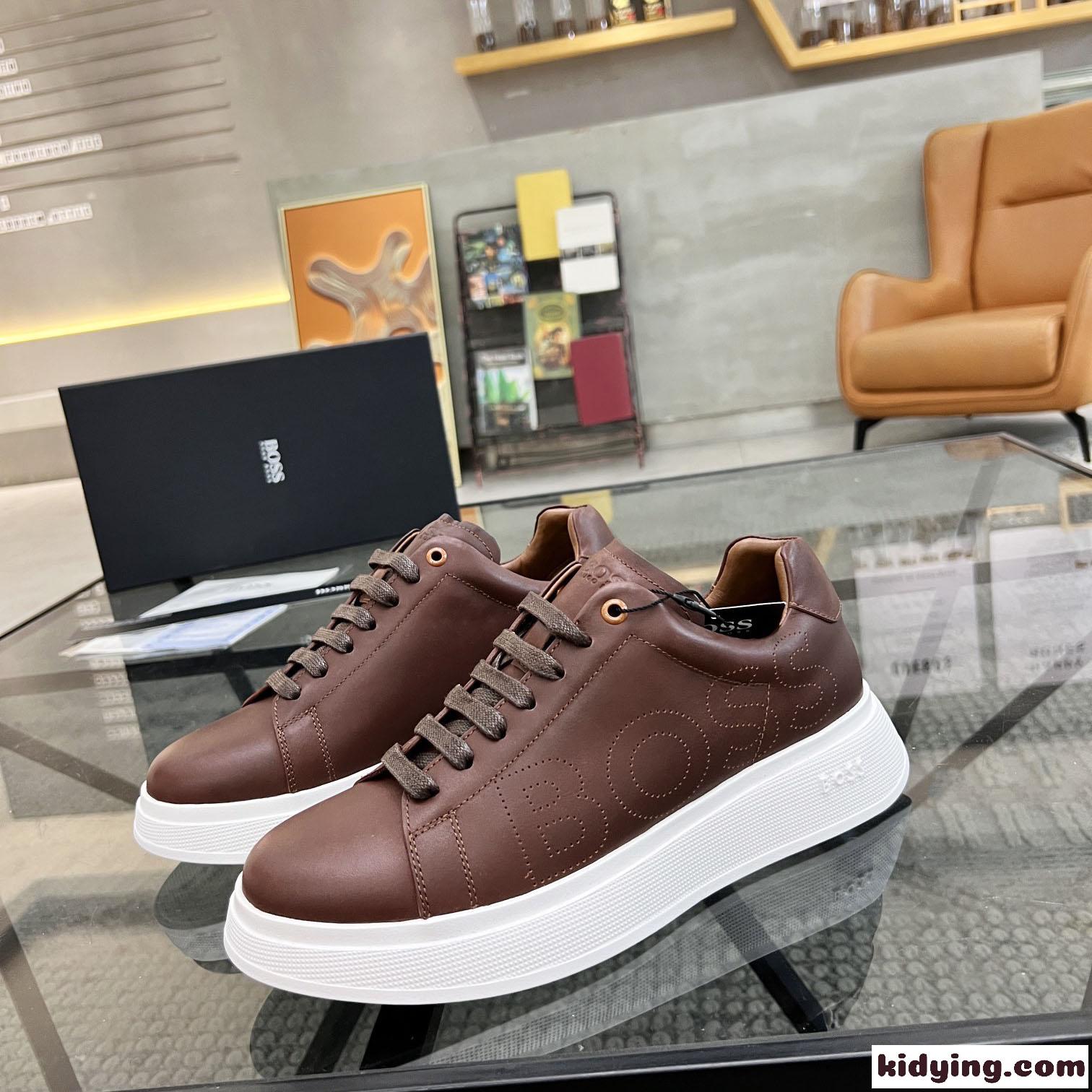 シンプル カジュアル メンズシューズ ヒューゴ・ボス スニーカー コピー ブラウン-0