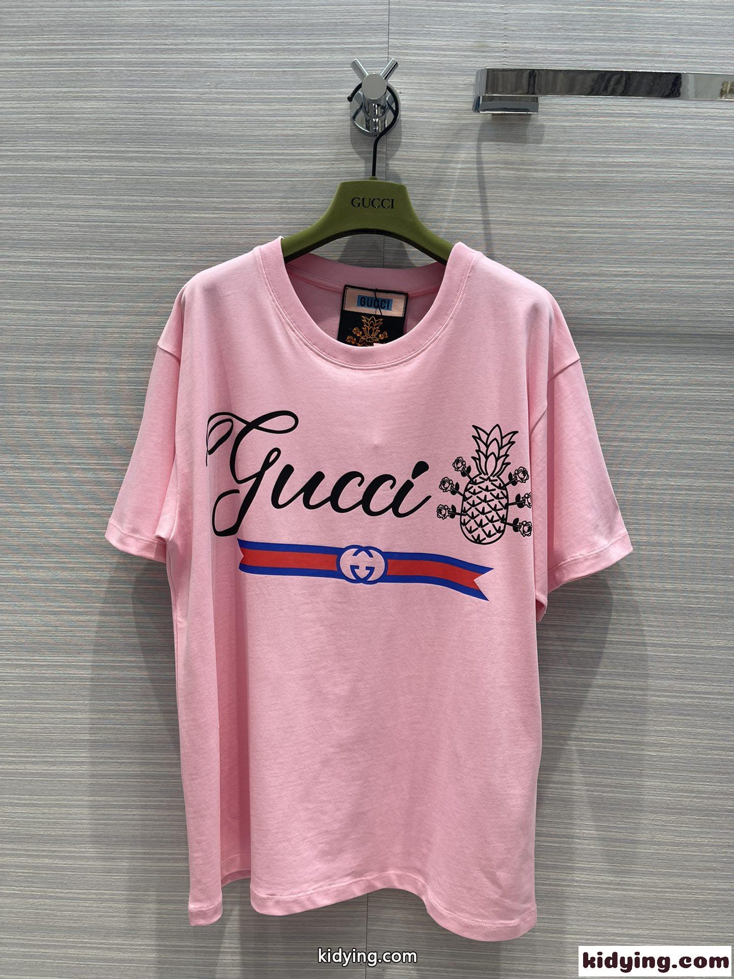 おしゃれ レディース 男女兼用 快適 グッチ 半袖Tシャツ コピー カジュアル 定番 プリント クルーネック ゆったり コットン-2