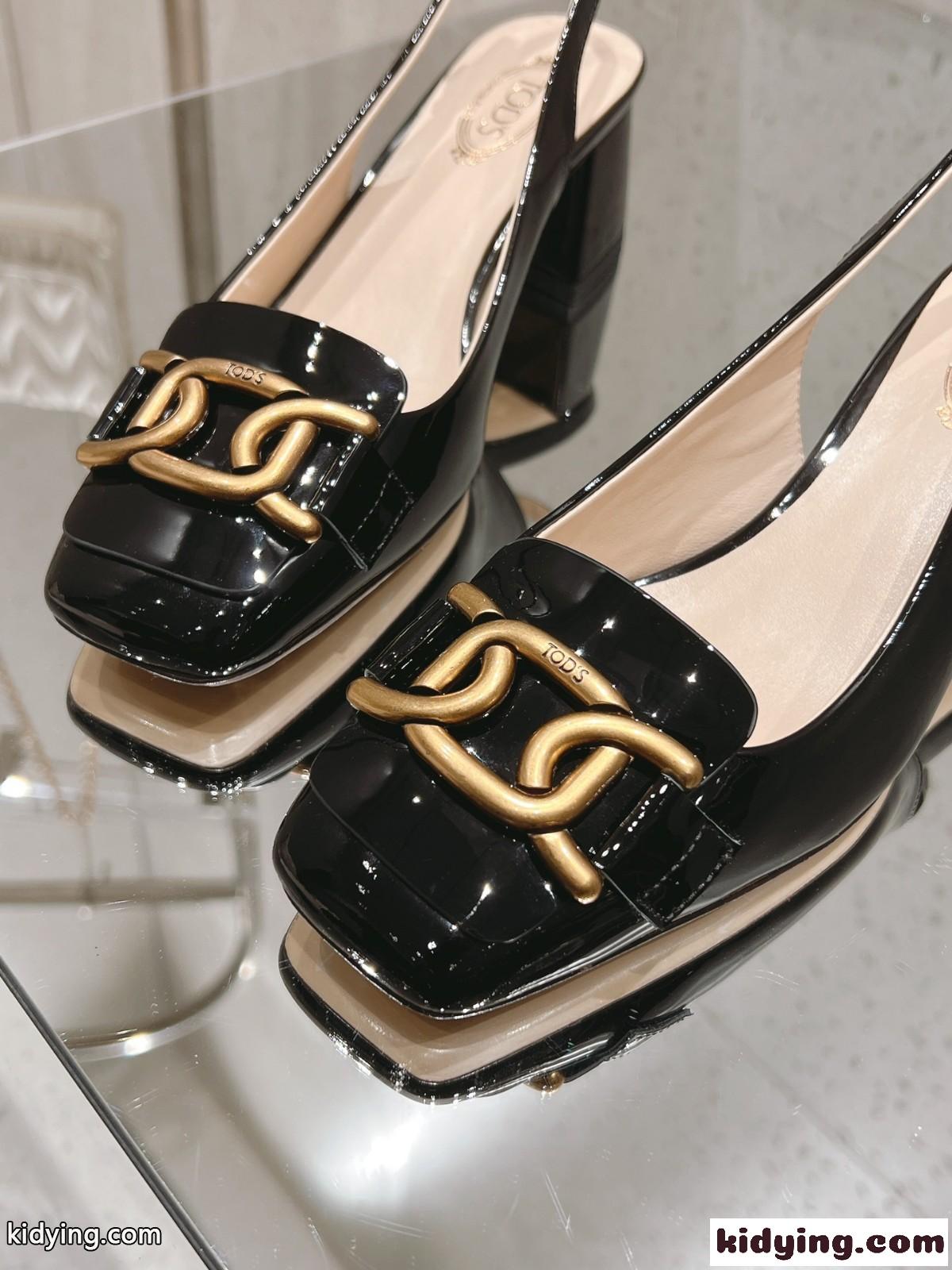 ケイト パテントレザー スリングバックパンプス トッズ パンプス コピー ブラック-3
