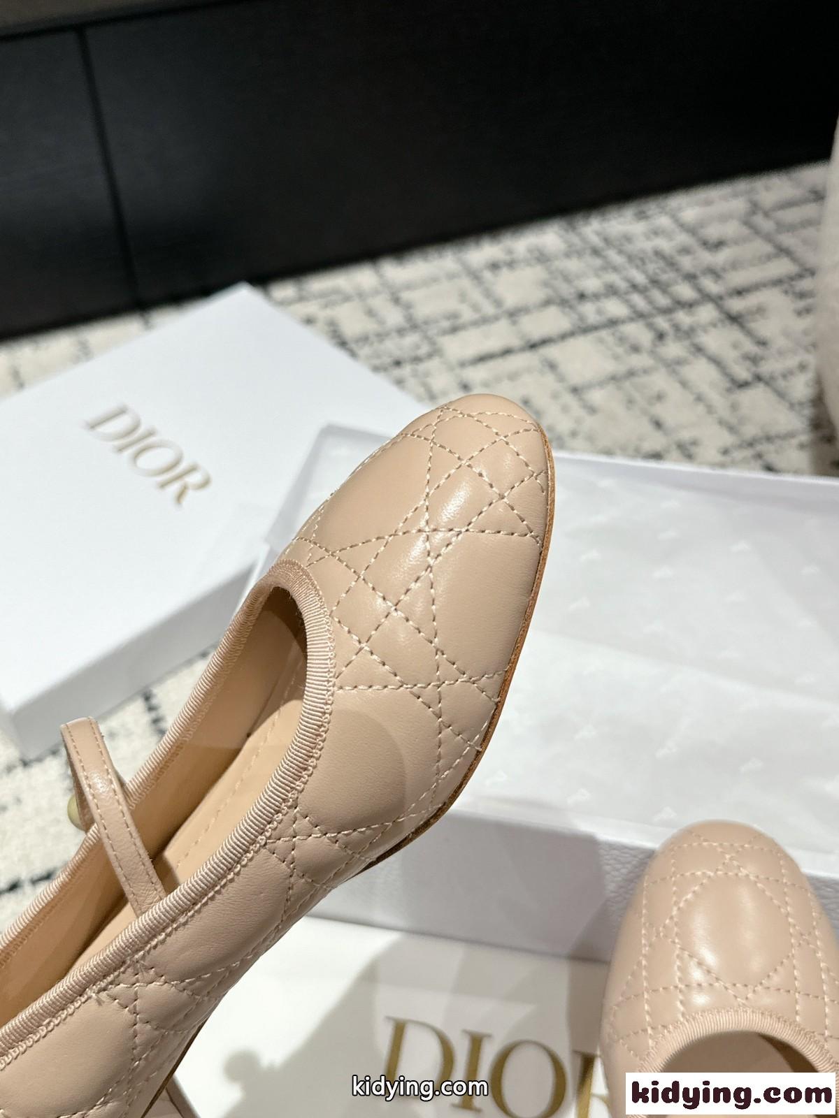 Dior バレエパンプス クリスチャン・ディオール パンプス コピー ベージュ-4