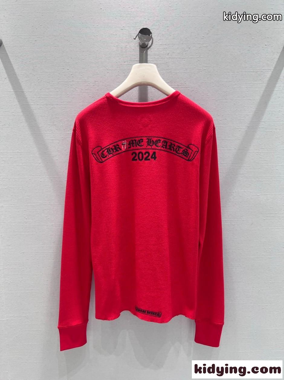 カジュアル プリント トップス クロムハーツ Tシャツ 偽物 コットン レッド-1