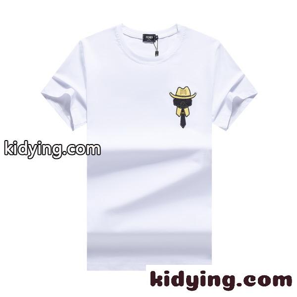 合わせやすい カジュアル スタイリッシュ ロゴ フェンディ Tシャツ コピー 半袖 トップス クルーネック-2