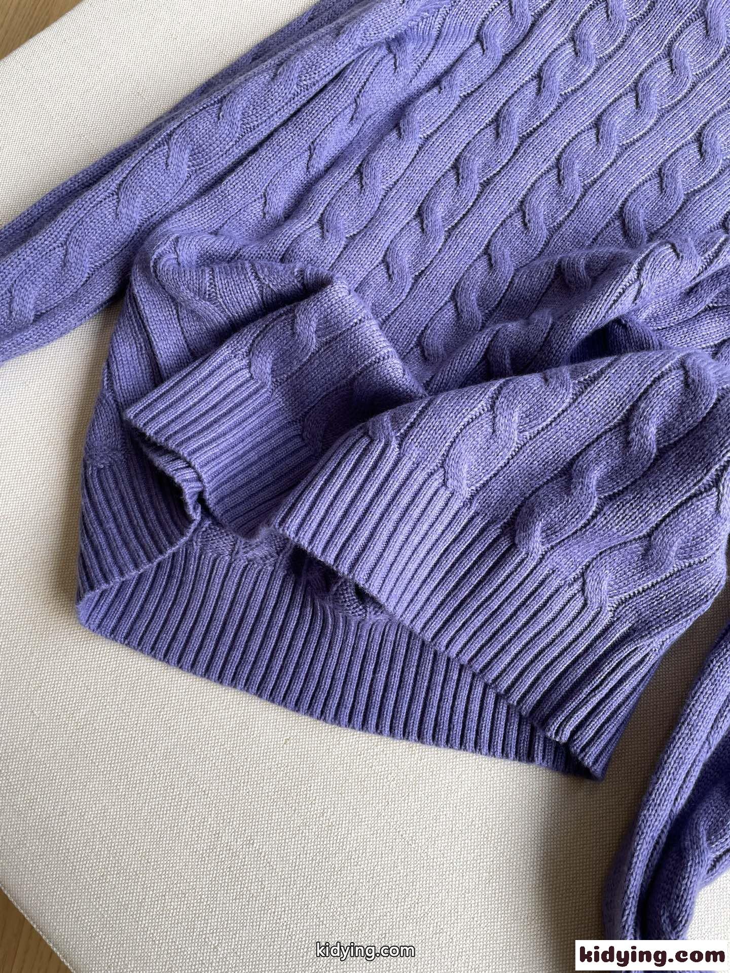 ラルフローレン セーター 偽物 ケーブル編み クルーネック 定番 人気 ロゴ刺繍 パープル-2
