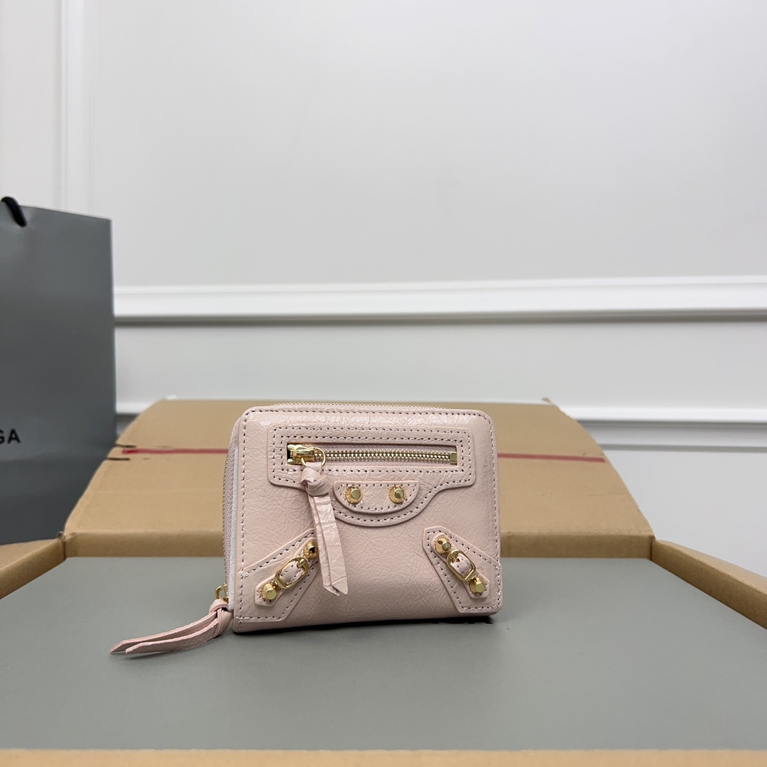 上品 高級感 コンパクトウォレット バレンシアガ 財布 コピー 二つ折り財布 ピンク-0