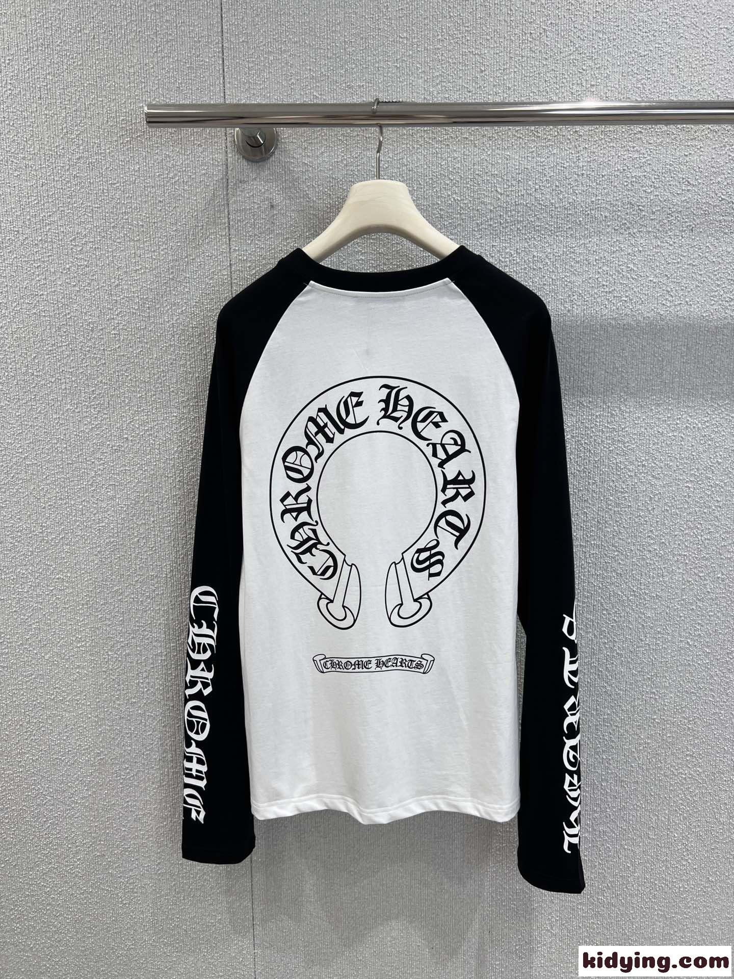 クロムハーツ Tシャツ 偽物 コットン ロゴプリント ラグランスリーブ 長袖Tシャツ-1