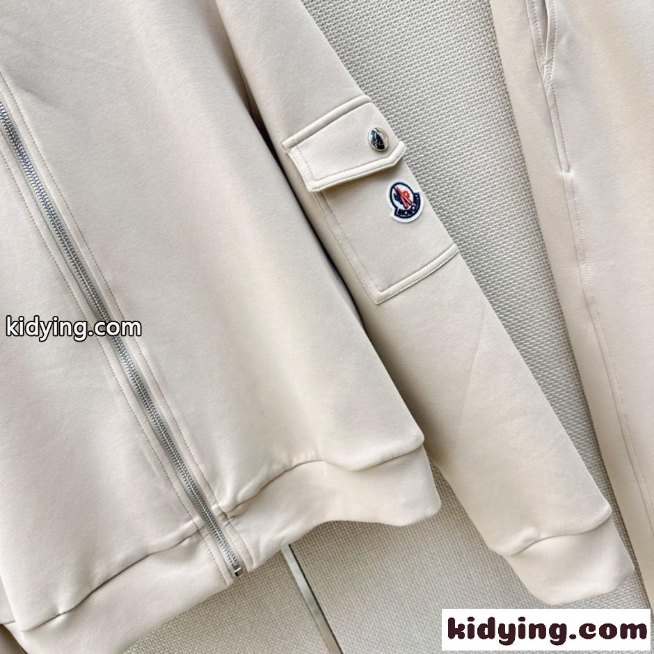 ジップアップパーカー＆スウェットパンツ 上下セット モンクレール セットアップ 偽物 アイボリー-0