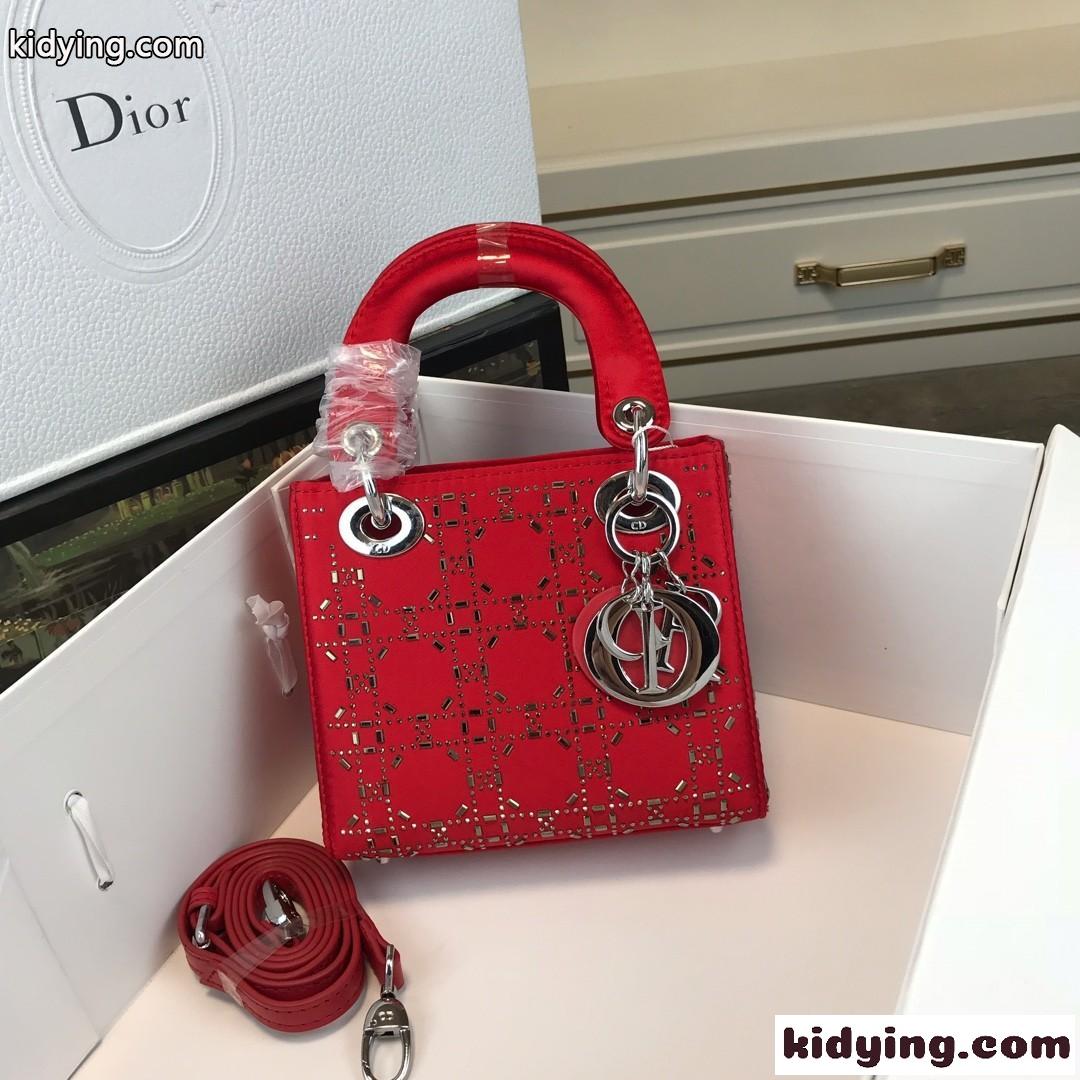 クリスチャン・ディオール バッグ コピー 大人気 LADY DIOR カナージュ サテン ミニバッグ レッド-1
