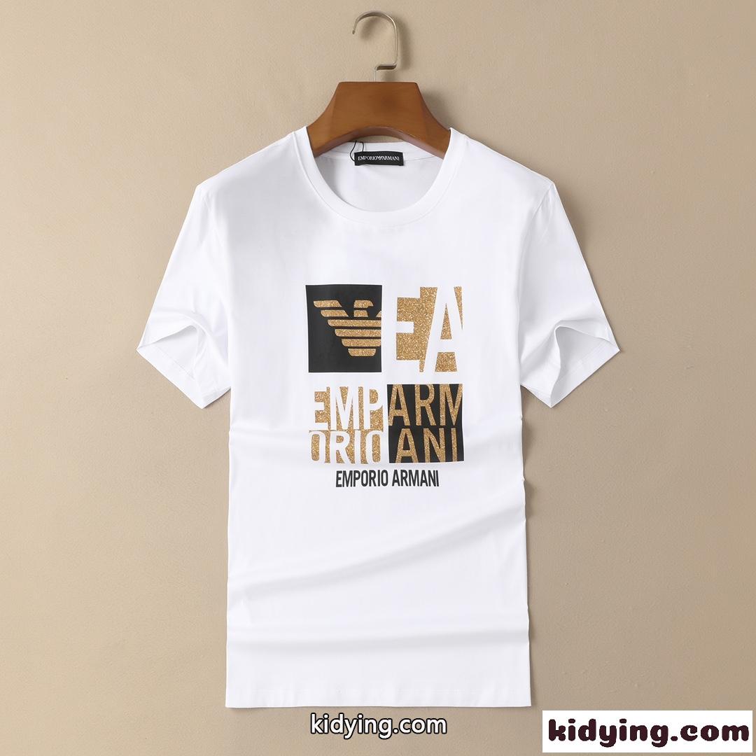 ベーシック カジュアル プリント クルーネック アルマーニ tシャツ コピー 着心地抜群 半袖 トップス-2