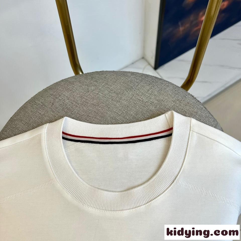 カジュアル 人気 コットン 半袖Tシャツ トムブラウン Tシャツ スーパーコピー ホワイト-2