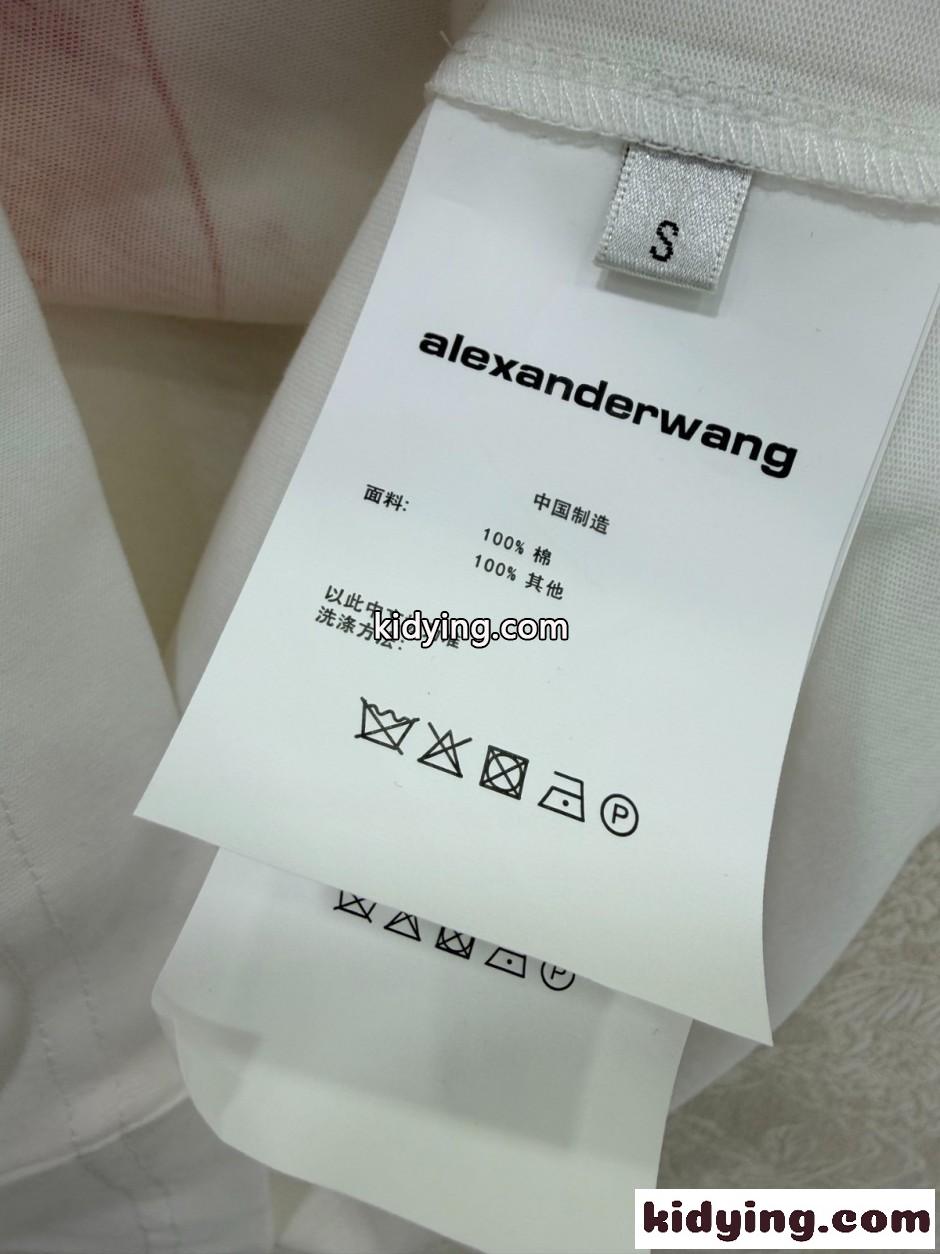 コットン プリント 半袖Tシャツ アレキサンダーワング Tシャツ 偽物 ホワイト-3