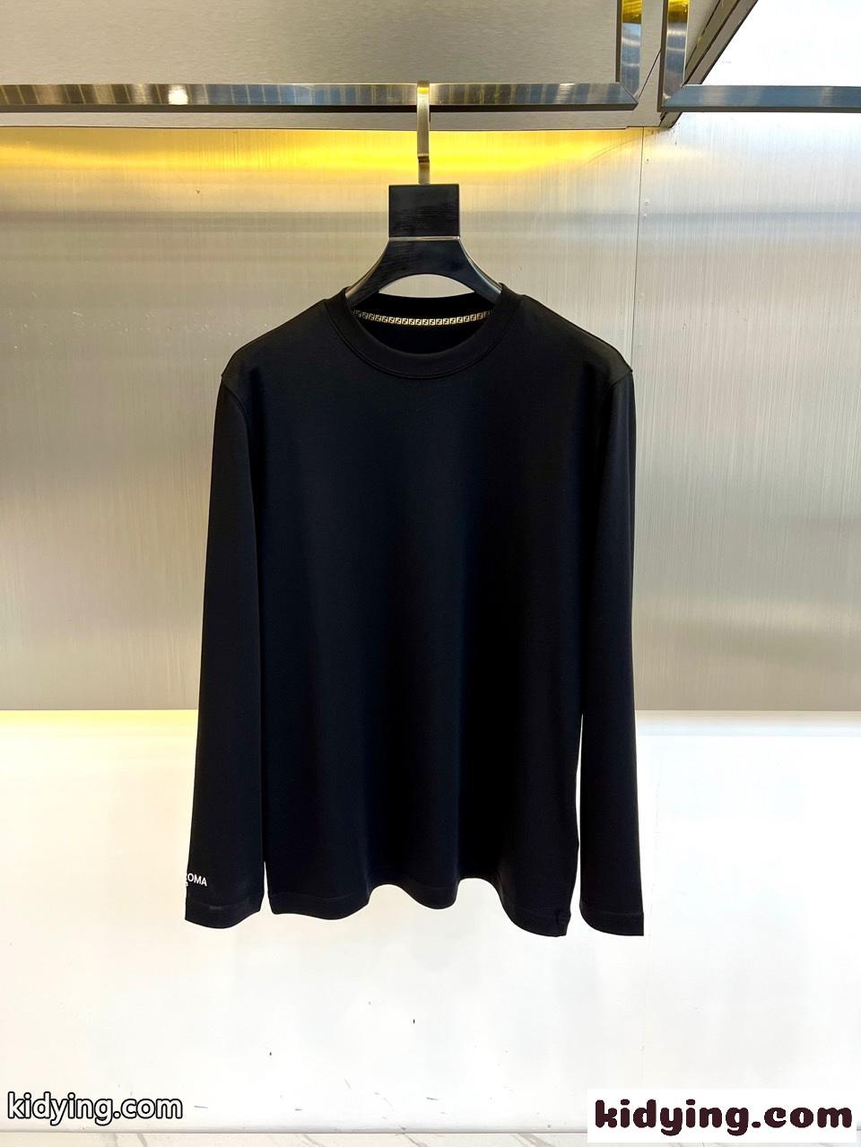 シンプル クルーネック フェンディ Tシャツ コピー 長袖Tシャツ ブラック-0
