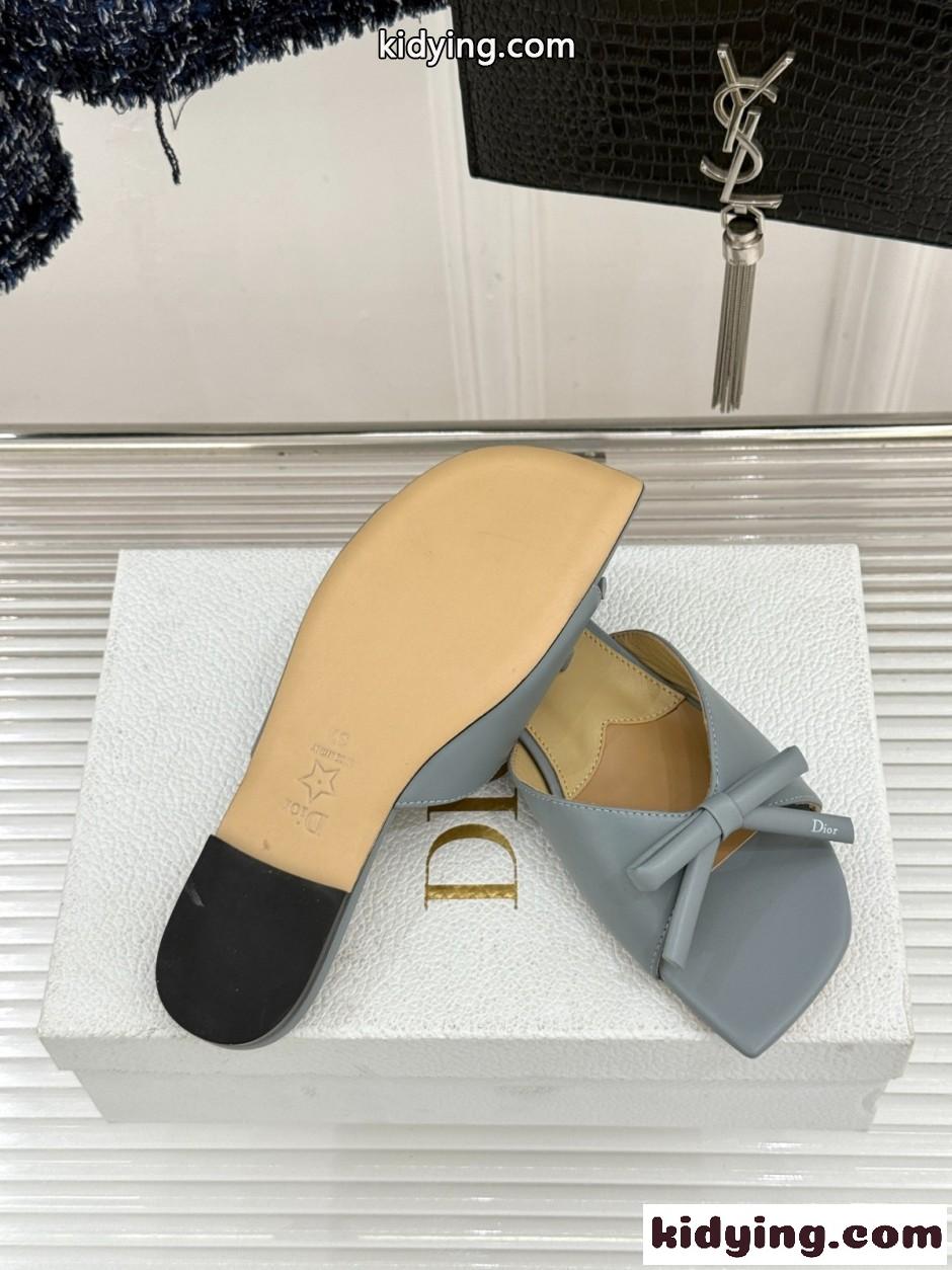 洗練された Dior Bow スライド クリスチャン・ディオール サンダル コピー グレー-4