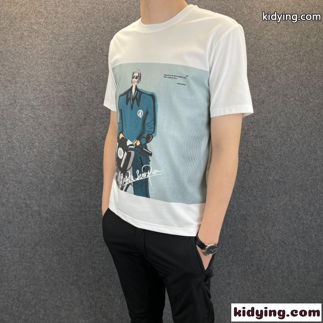 オシャレ プリント カジュアル クールネック コットン メンズ 半袖 トップス ジバンシィ Tシャツ コピー 快適-1