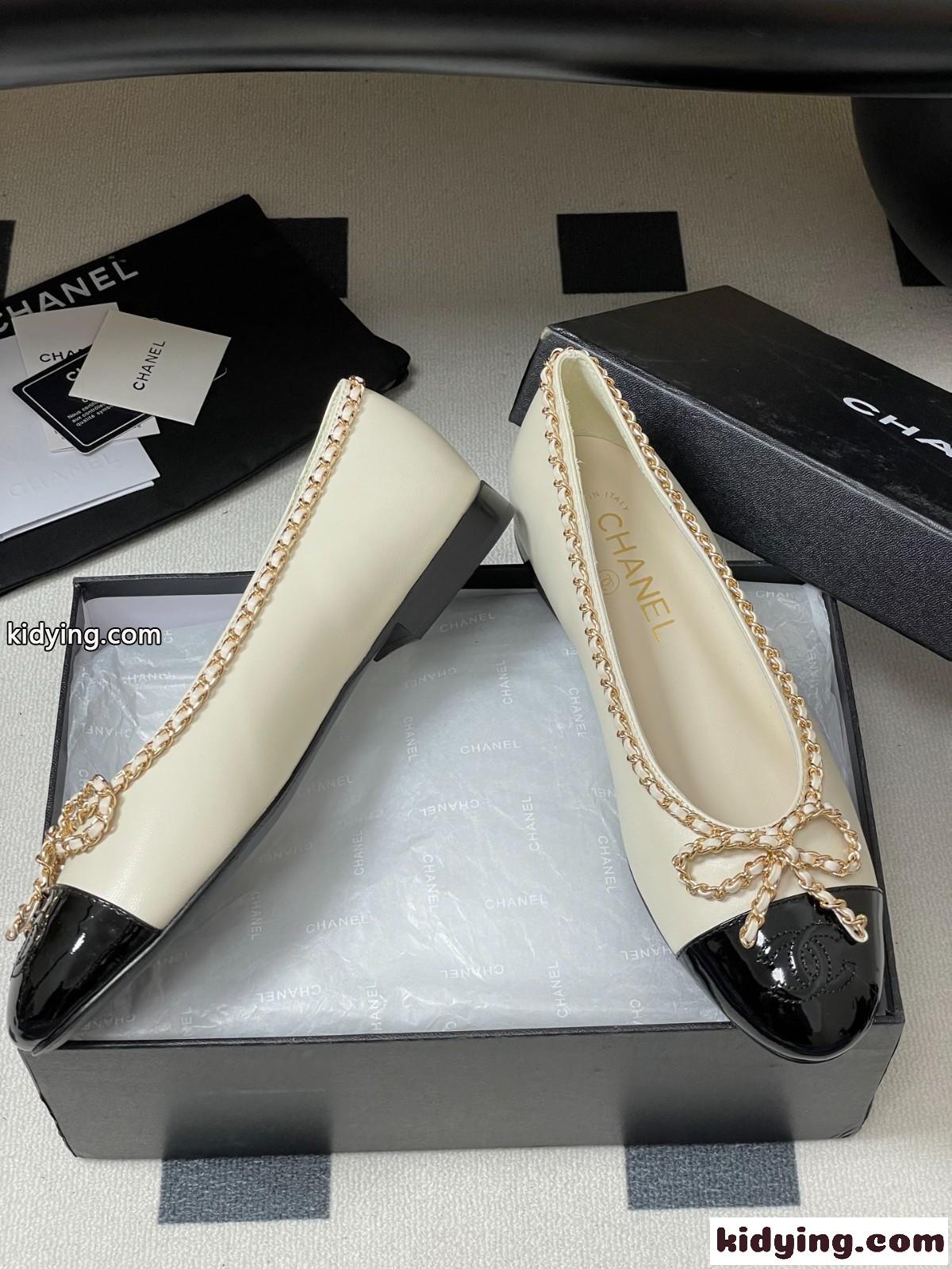 上品 可愛い 合わせやすい 25B バレリーナ シャネル パンプス コピー ホワイト-2