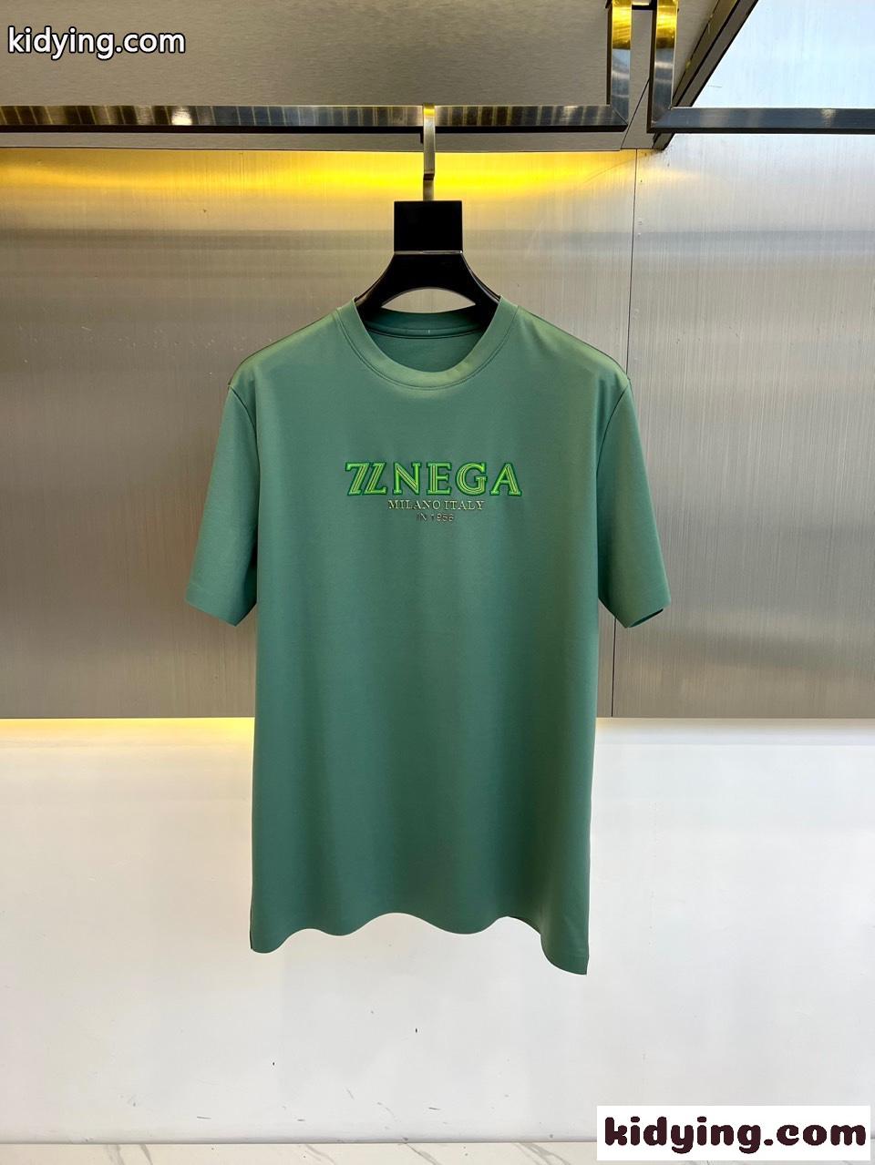 ベーシック ロゴ入り クルーネック 半袖Tシャツ エルメネジルド・ゼニア Tシャツ コピー グリーン-0