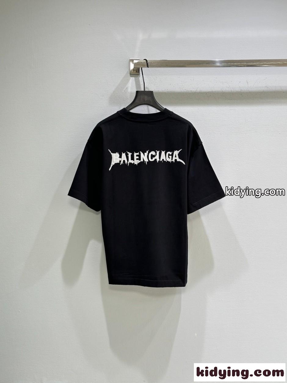 バレンシアガ Tシャツ コピー シンプル コットン 半袖Tシャツ ブラック-3