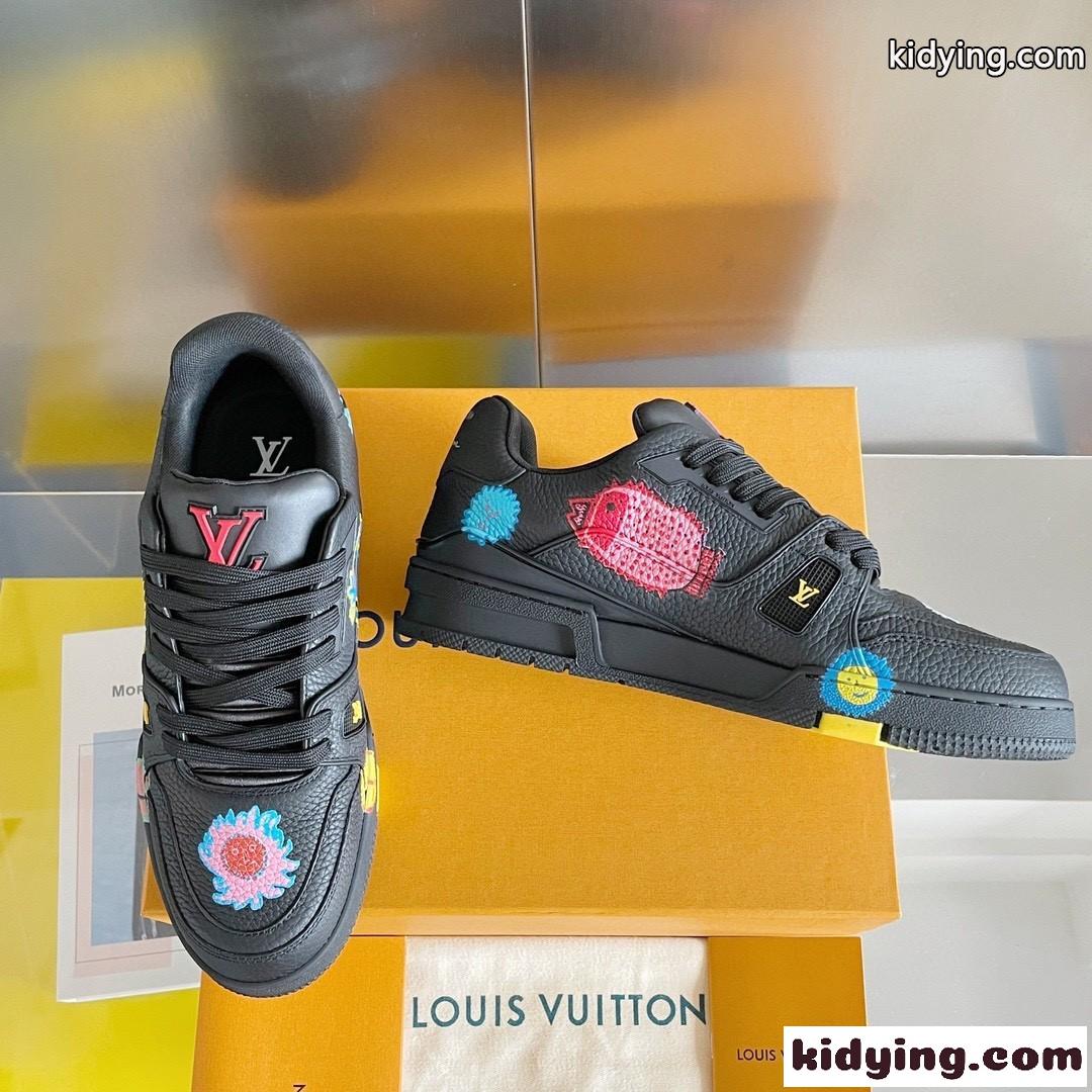 LV × YK LV トレイナー･ライン スニーカー ルイヴィトン スニーカー コピー 人気 ブラック-0