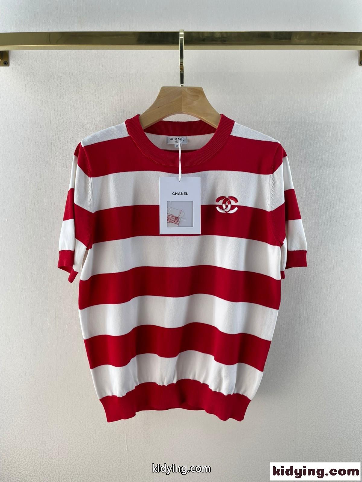 フェミニン 配色 スウィート クルーネック 半袖 カットソー シャネル tシャツ コピー 人気 おしゃれ ニット-2