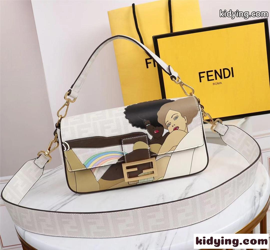 定番 おしゃれ バゲット フェンディ バッグ 人気 コピー レディース プリント 斜め掛け ショルダーバッグ-1