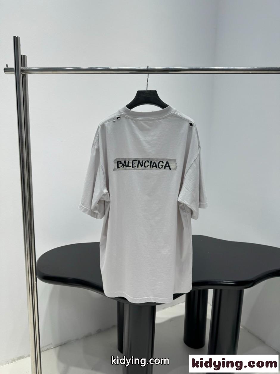 ロゴプリント オーバーサイズ 半袖Tシャツ バレンシアガ Tシャツ コピー ホワイト-0