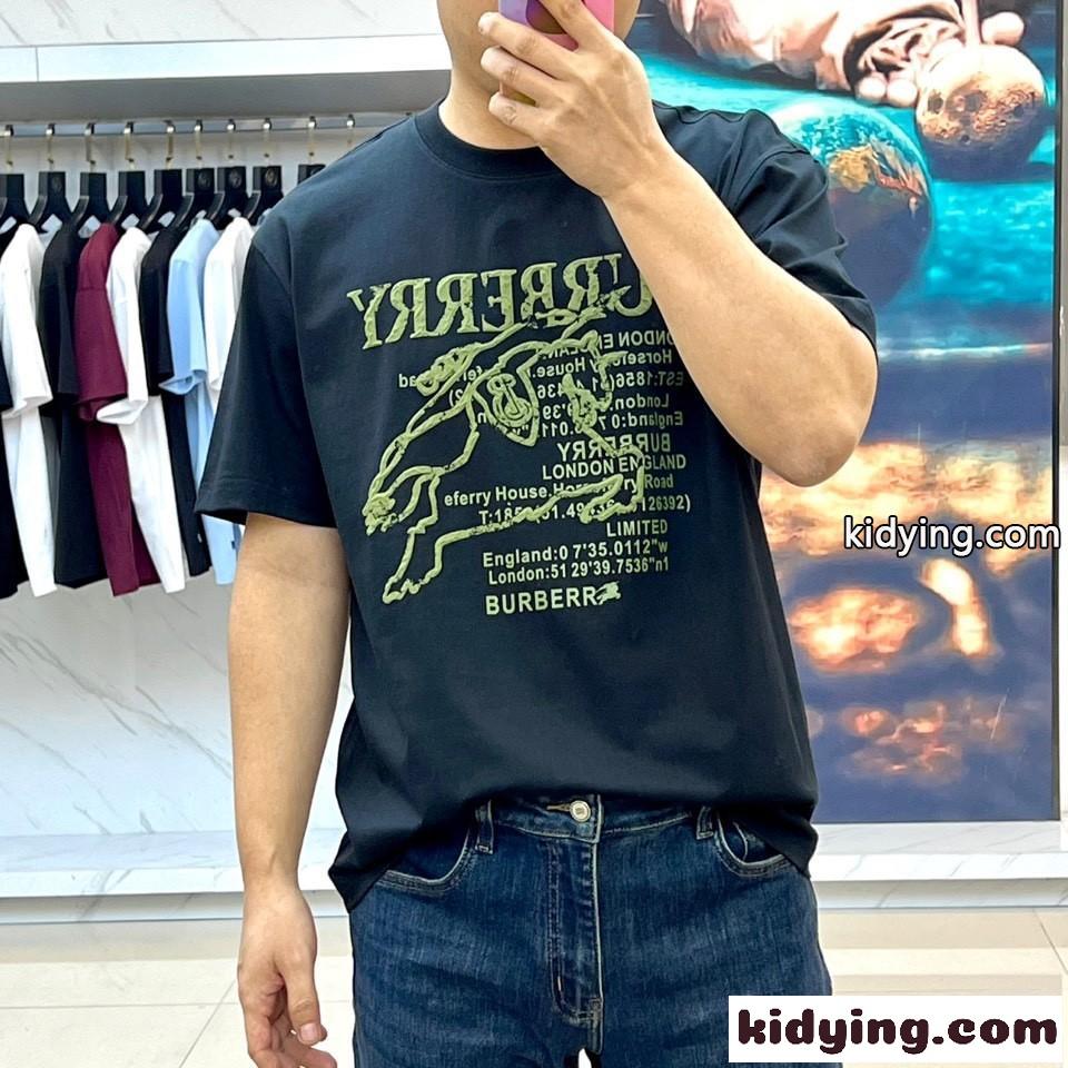 カジュアル ロゴ入り コットン Tシャツ バーバリー 半袖Tシャツ コピー ブラック-0