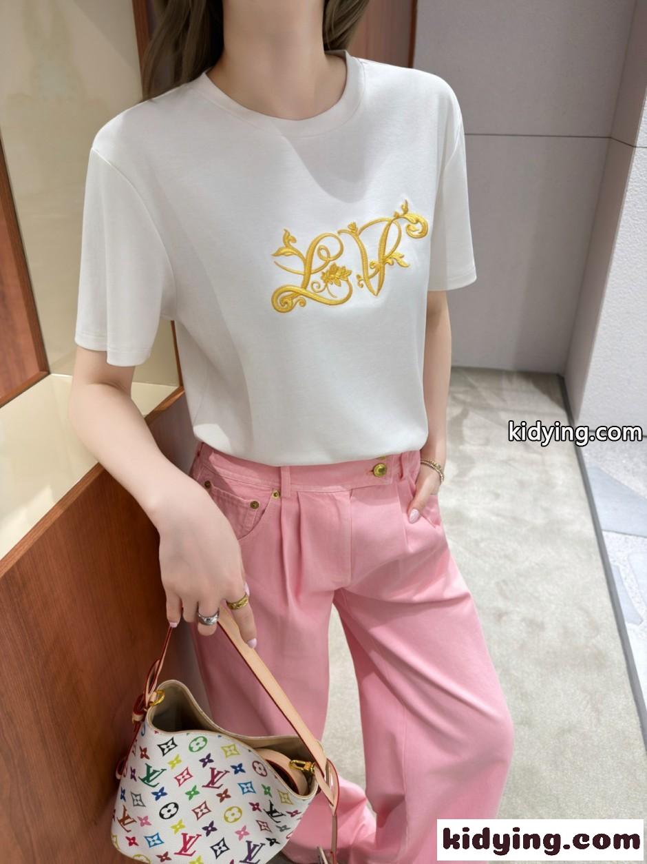 ルイ・ヴィトン 半袖Tシャツ コピー シグネチャー エンブロイダリー Tシャツ-4