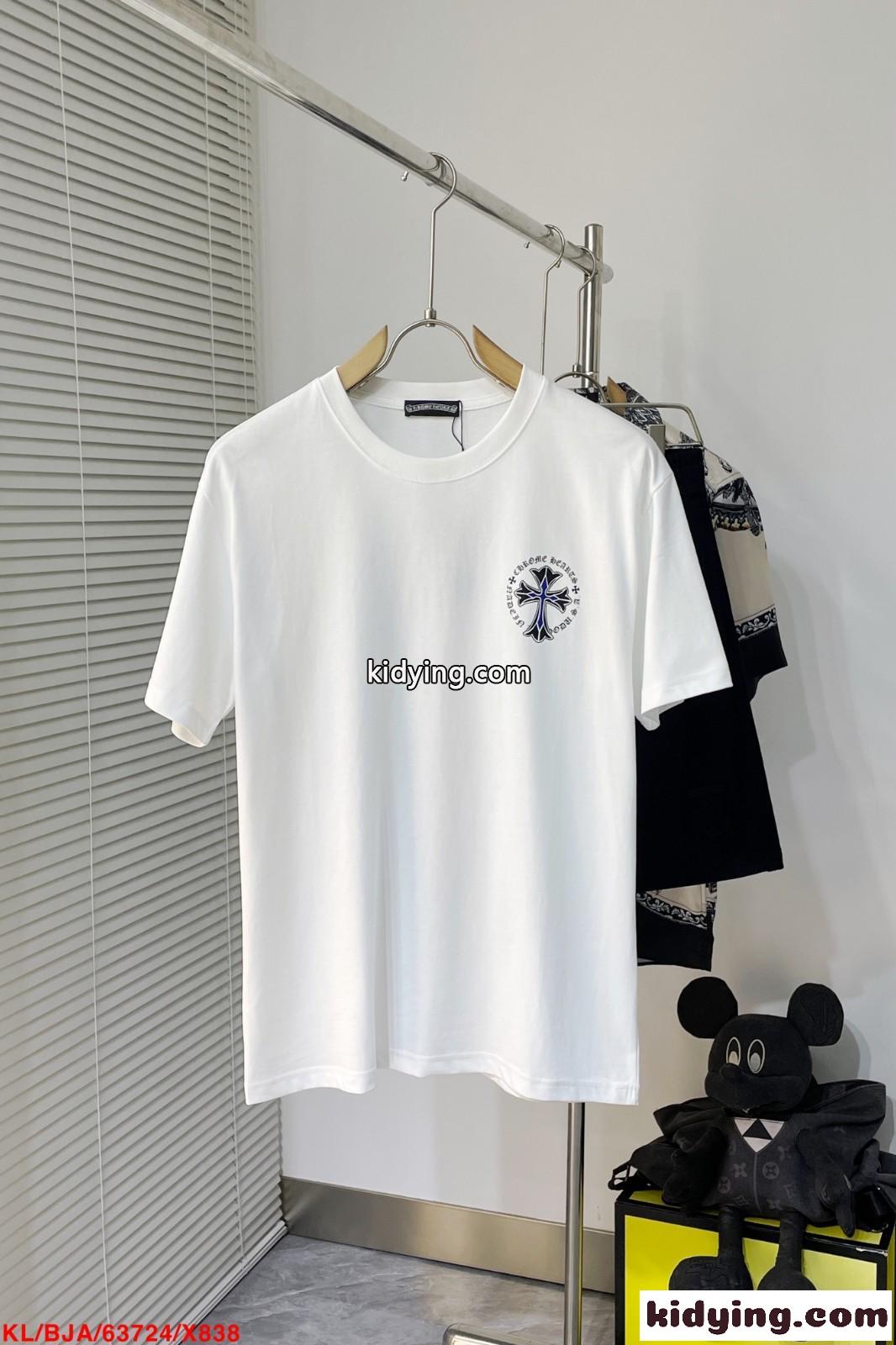 シンプル おしゃれ ロゴプリント クルーネック クロムハーツ Tシャツ コピー 半袖 トップス ホワイト-0
