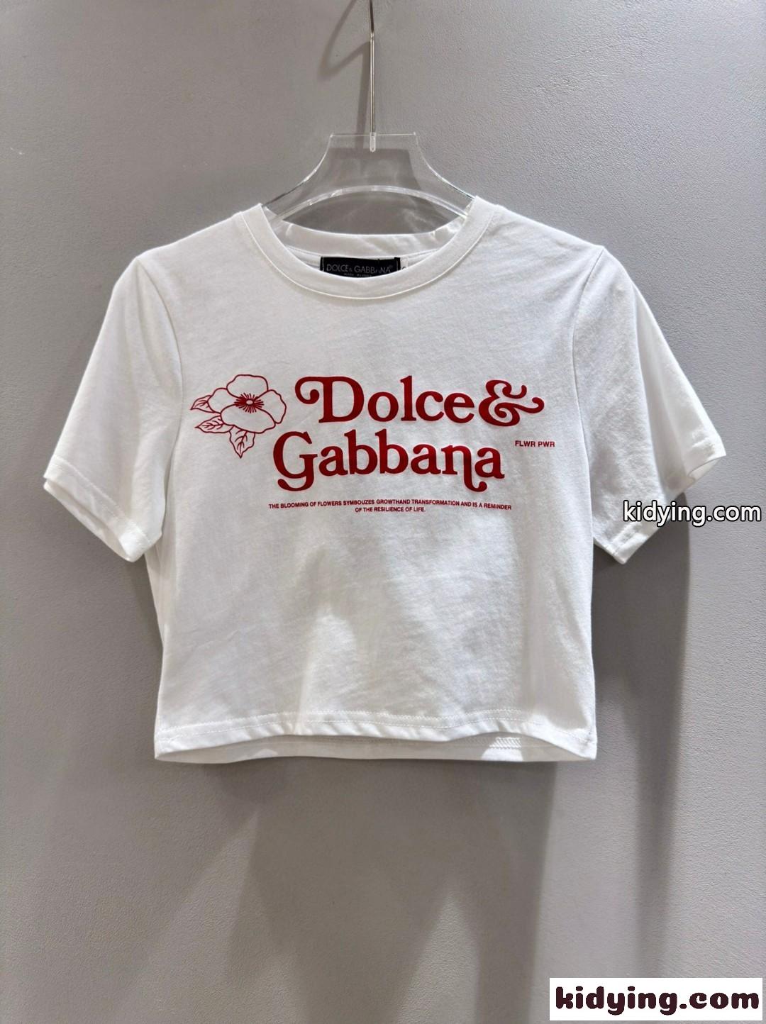 人気 ロゴプリント ドルチェ&ガッバーナ 半袖Tシャツ 偽物 コットン-1