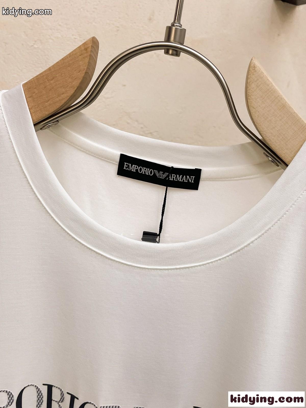 春夏 定番 クルーネック ロゴ アルマーニ 半袖Tシャツ コピー ホワイト-1