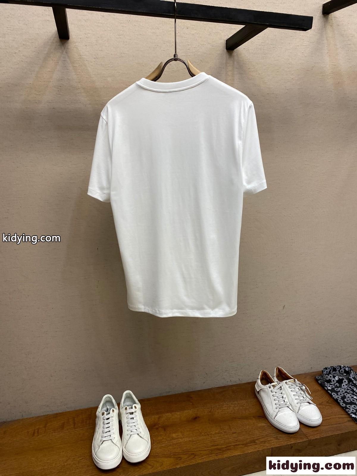 ベーシック カジュアル コットン 半袖Tシャツ ロエベ Tシャツ コピー ユニセックス ホワイト-2
