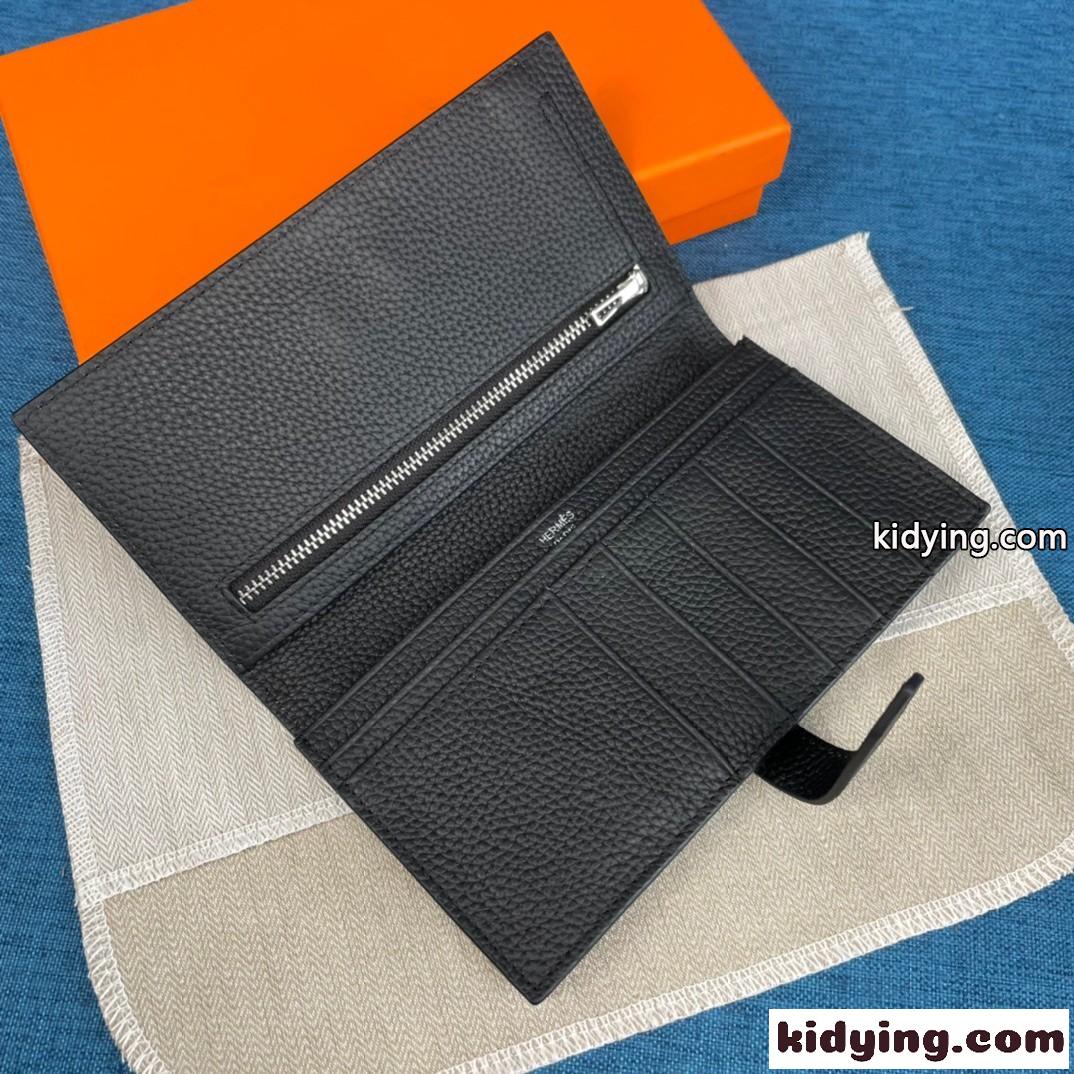 収納力バツグン レディース 長財布 無地 エルメス 財布 コピー ブラック シンプル 上品 ウォレット-2