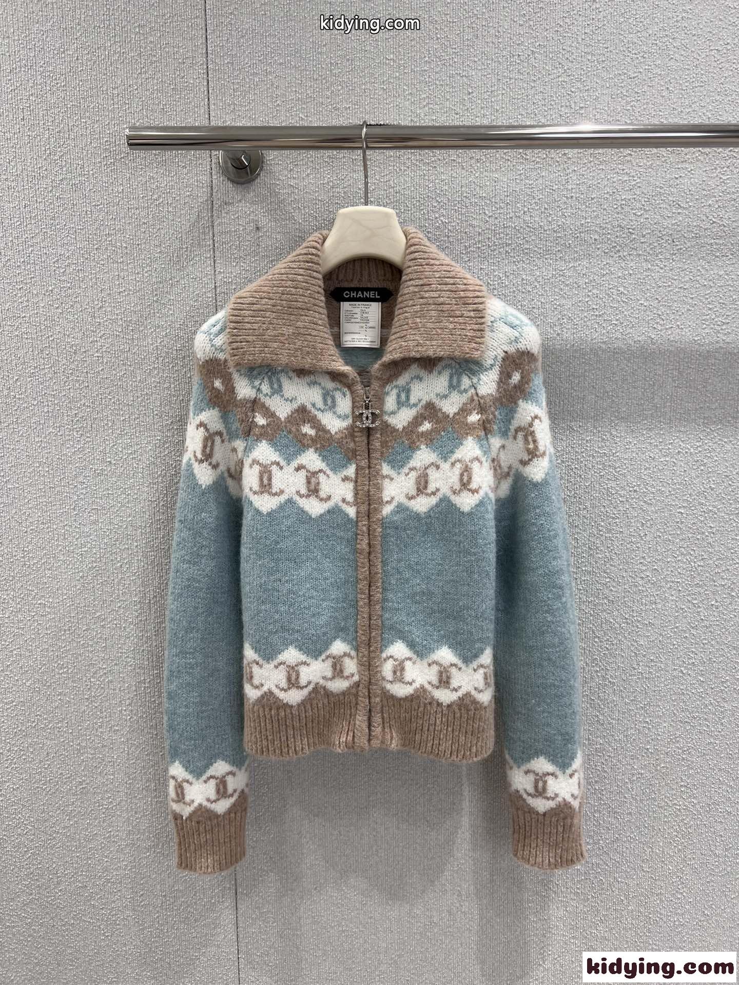 秋冬 CCロゴ ジップアップ カーディガン シャネル ニット コピー カシミヤ-1