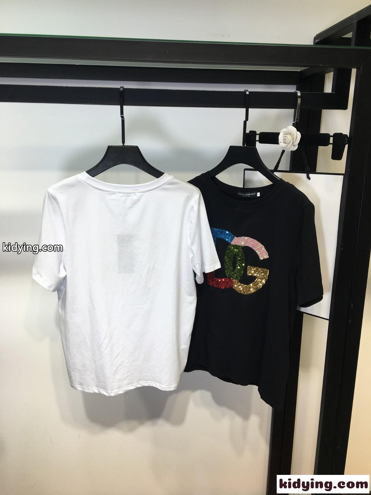 おしゃれ スパンコール 刺繍 ロゴ クルーネック ドルチェ&ガッバーナ Tシャツ コピー 半袖-2