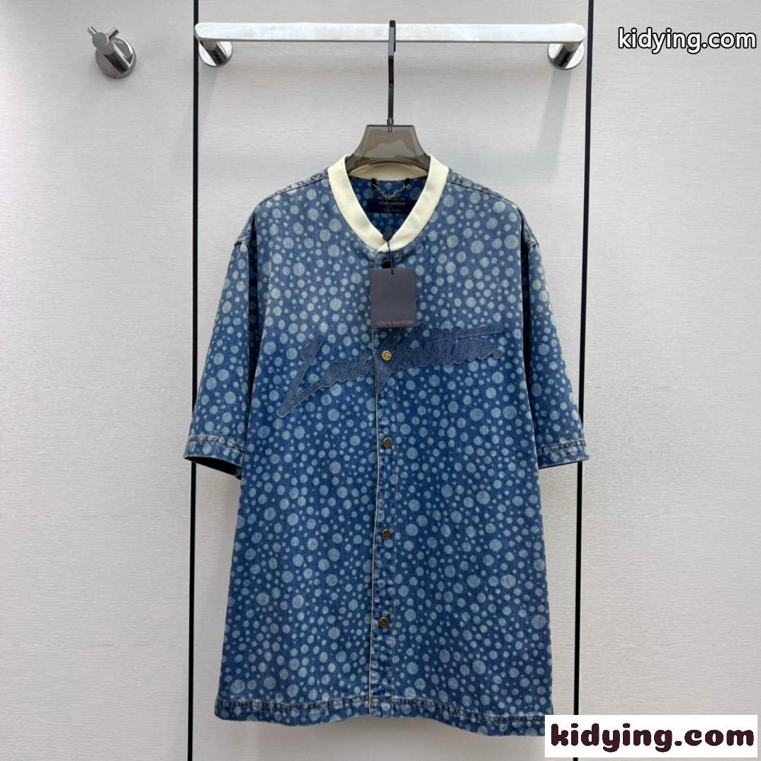LV × YK インフィニティドットデニムシャツ ルイ・ヴィトン シャツ コピー ユニセックス-0