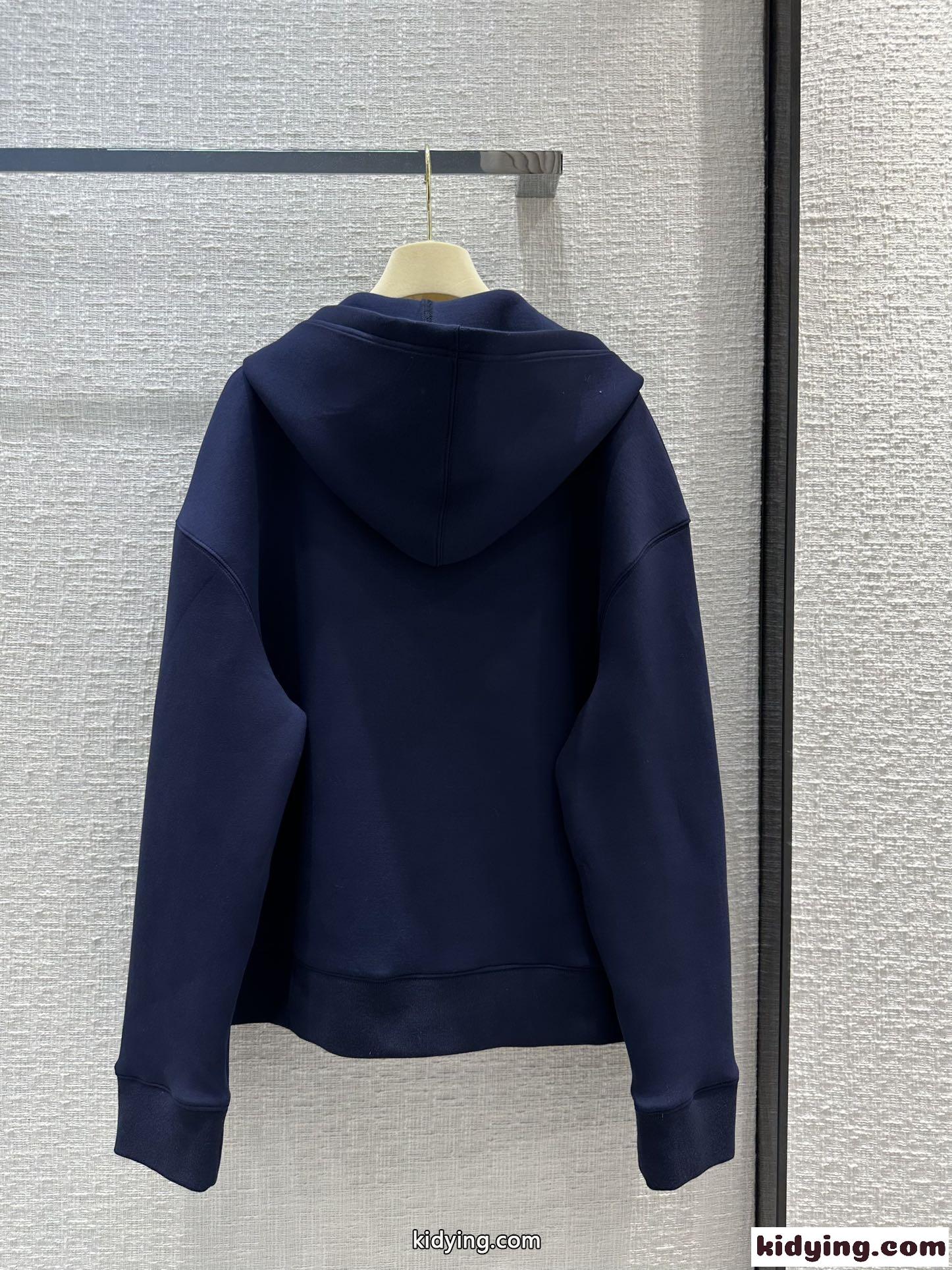 刺繍入り コットン フーディー ミュウミュウ パーカー コピー ユニセックス ブルー-4