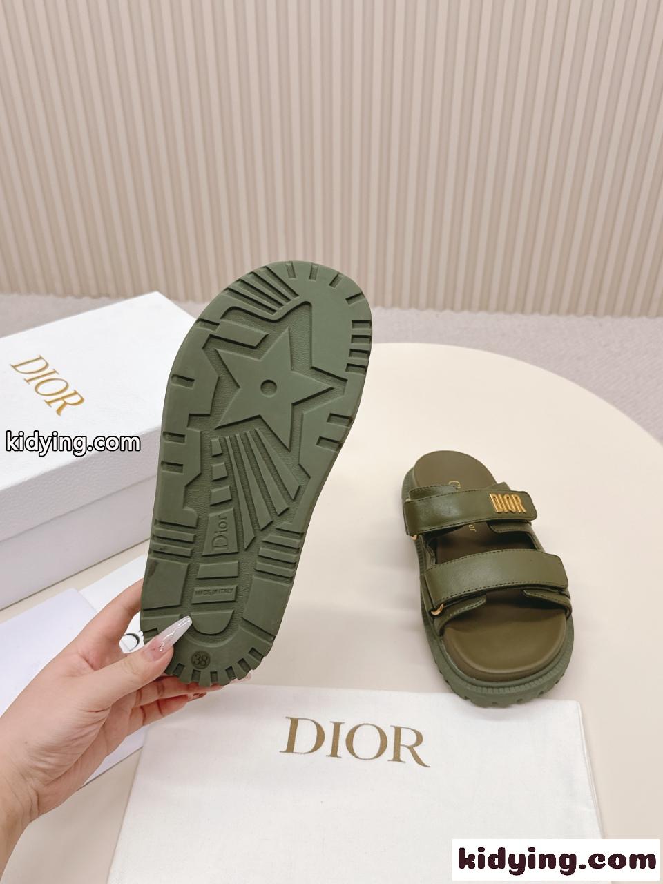人気 軽量 快適 Dioract スライドサンダル クリスチャン・ディオール サンダル コピー グリーン-2