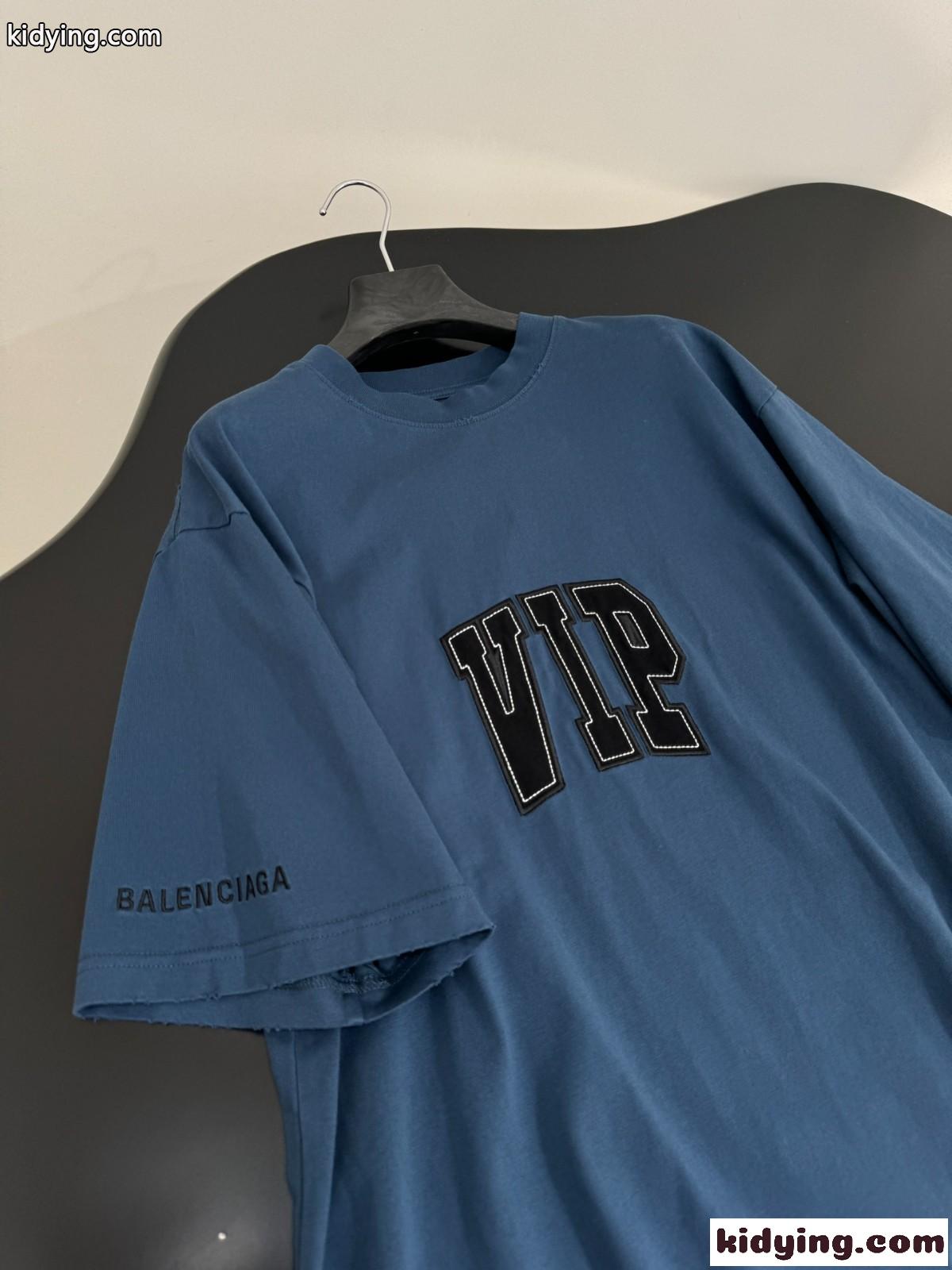 ユニセックス バレンシアガ Tシャツ コピー オーバーサイズ 半袖Tシャツ ブルー-1