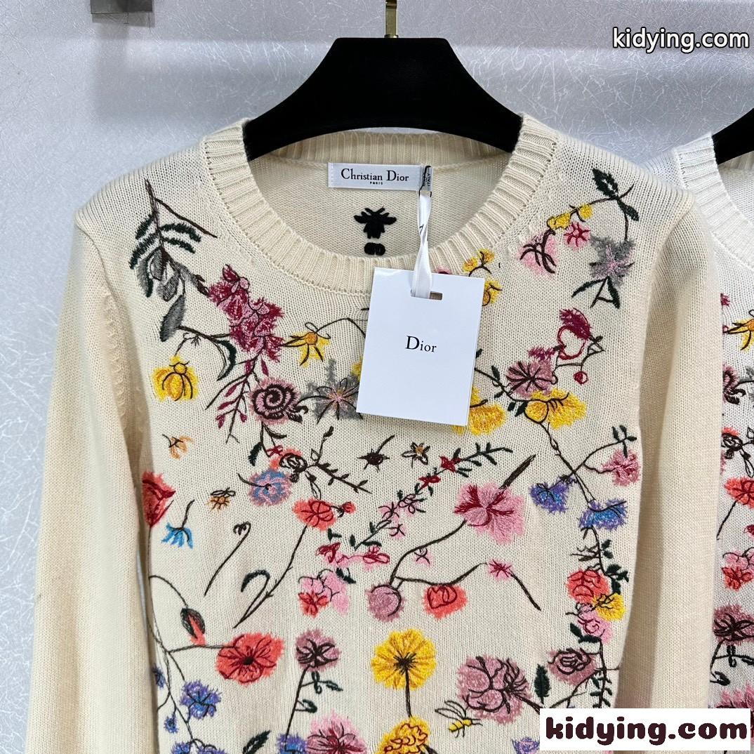 可愛い おしゃれ 刺繍入り クルーネック クリスチャン・ディオール セーター コピー レディース-2