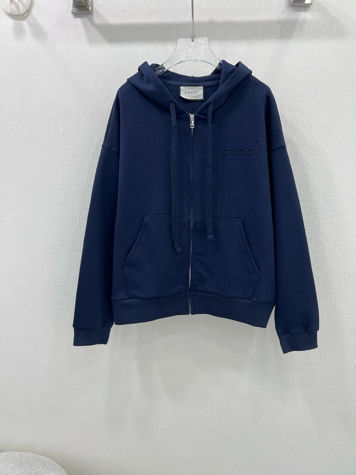 カジュアル 定番 ジップアップ フーディー グッチ パーカー コピー ユニセックス ネイビー-0