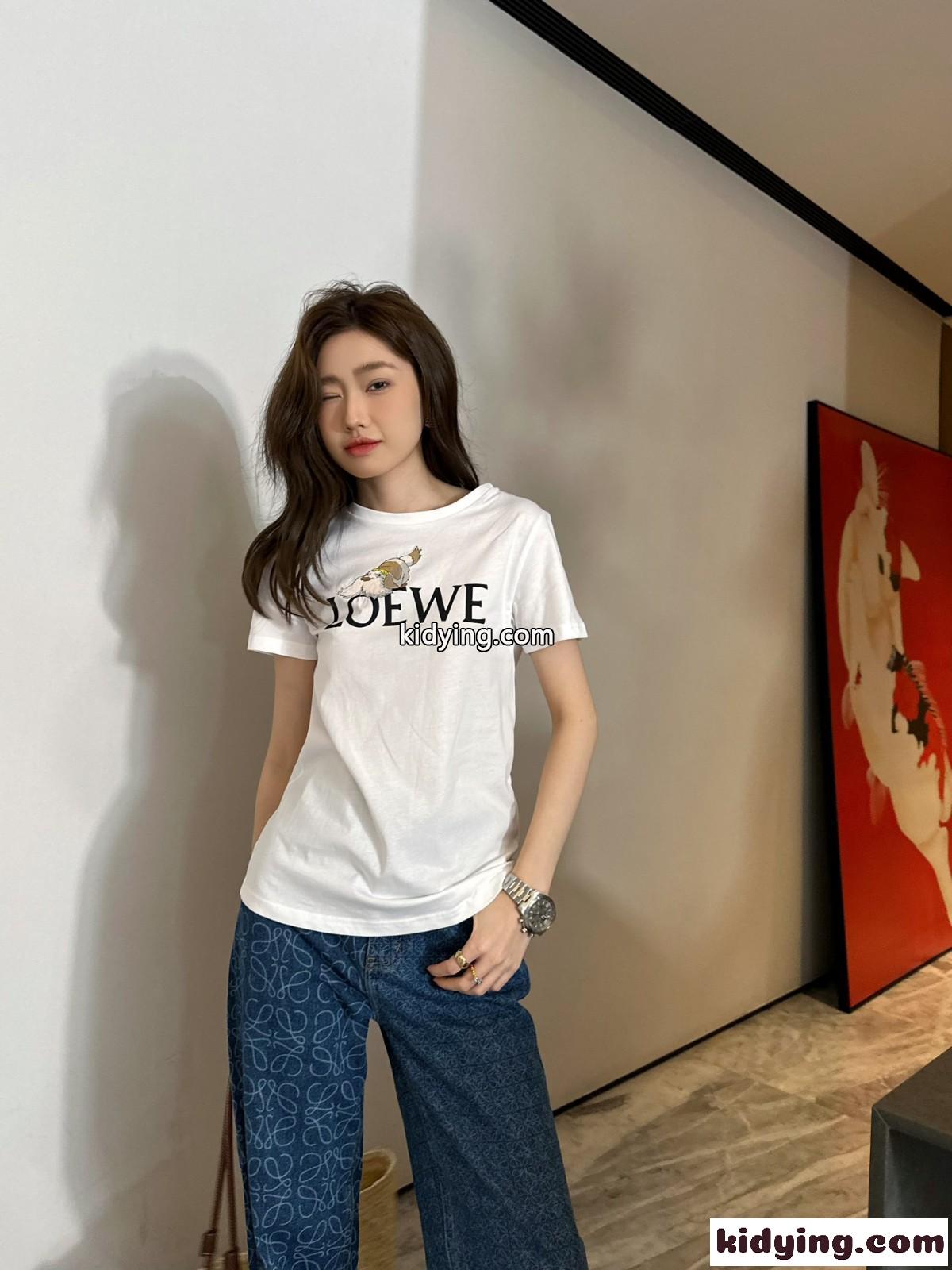 LOEWE x ハウルの動く城&人気 クルーネック コットン 半袖Tシャツ ロエベ Tシャツ コピー-4