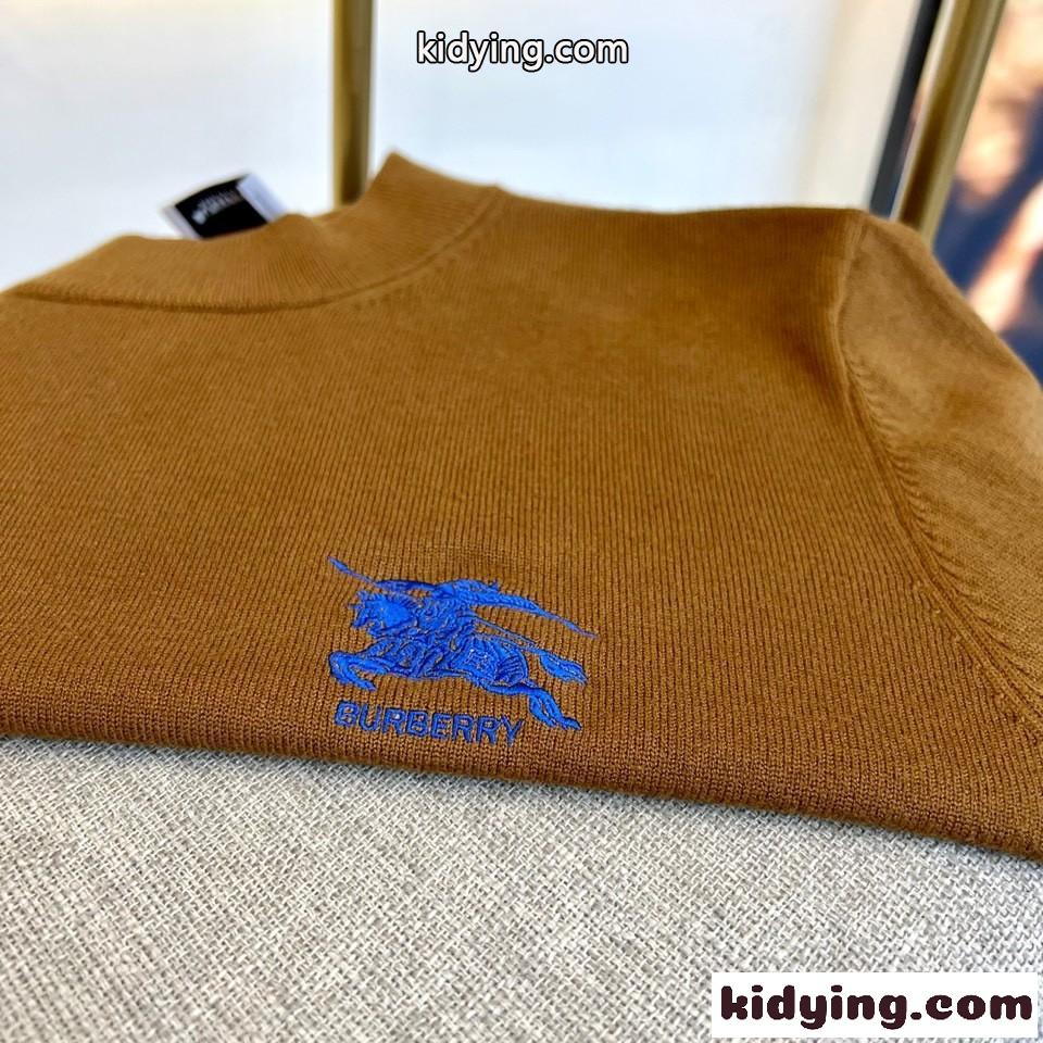 シンプル おしゃれ ロゴ 刺繍 バーバリー セーター コピー ウールブレンド-0