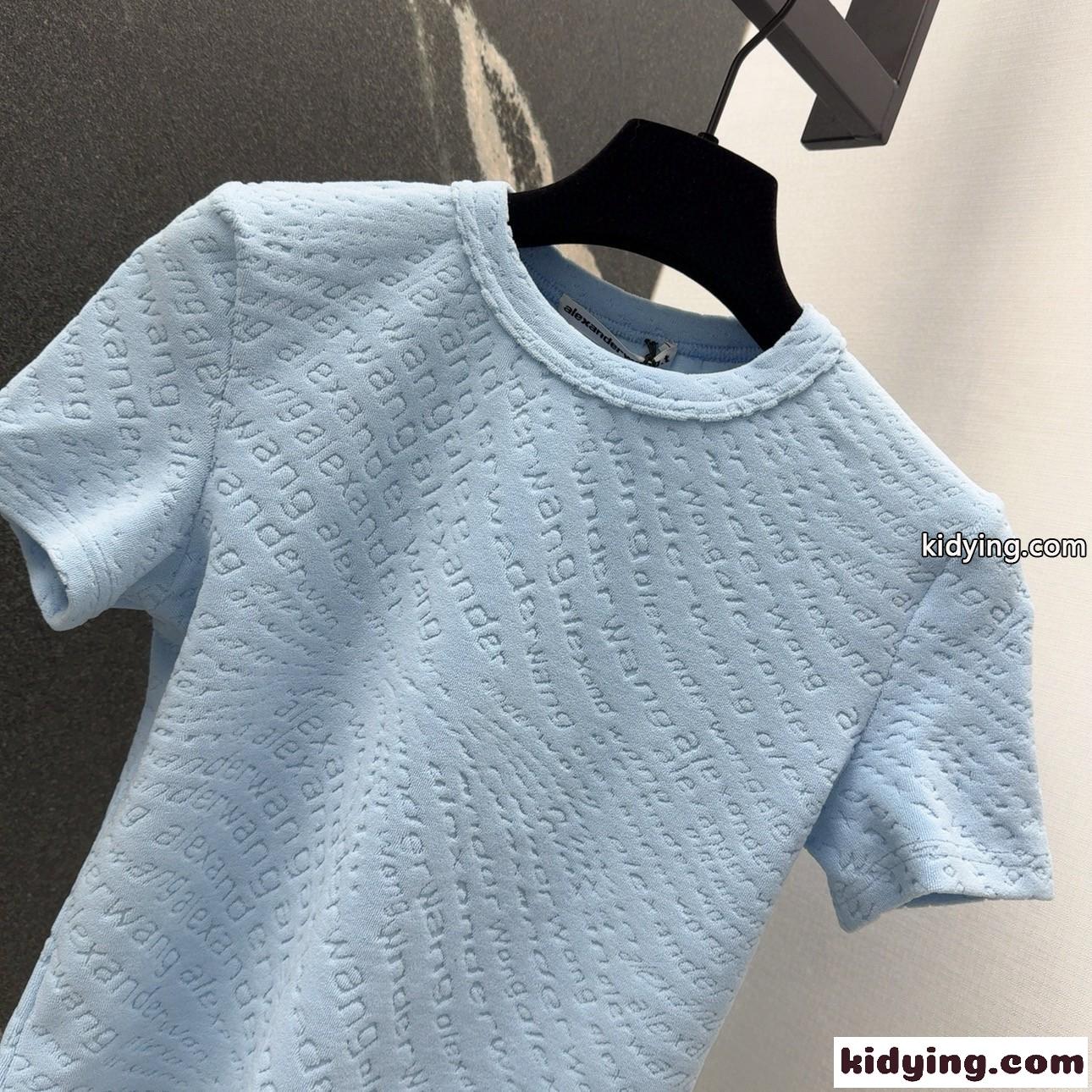 ロゴジャカード ショートスリーブtシャツ アレキサンダーワング Tシャツ コピー ブルー-3