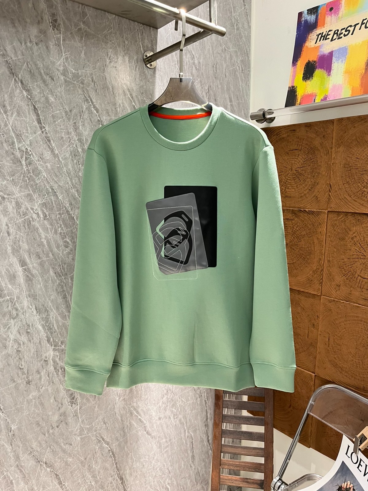 シンプル コットン スウェットシャツ エルメス Tシャツ コピー グリーン-2