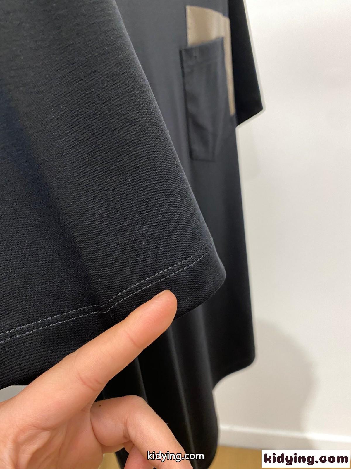 24SS レザーポケット付き 半袖Tシャツ エルメス Tシャツ コピー ブラック-4