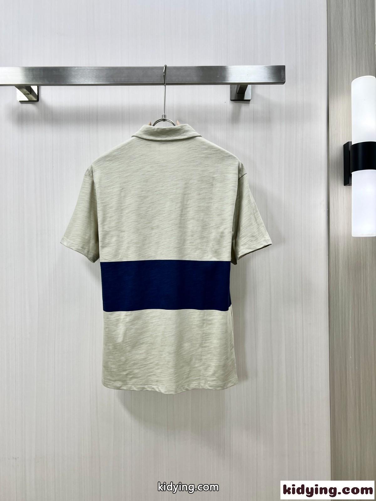 EKD ストライプ コットンポロシャツ バーバリー Tシャツ コピー カーキ-0