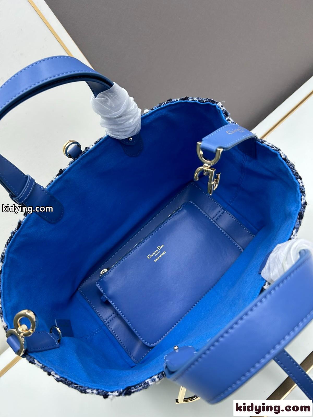 カナージュ ツイード Dior Toujours バッグ ミディアム クリスチャン・ディオール バッグ コピー ブルー-3