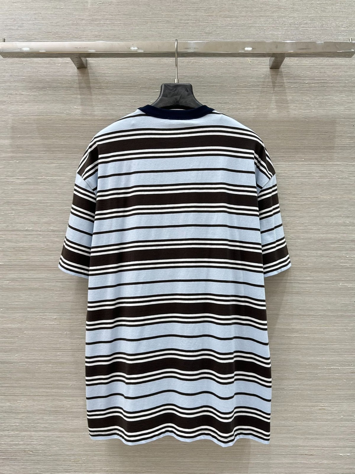 ストライプ コットン オーバーサイズTシャツ プラダ Tシャツ  偽物 半袖トップス-4