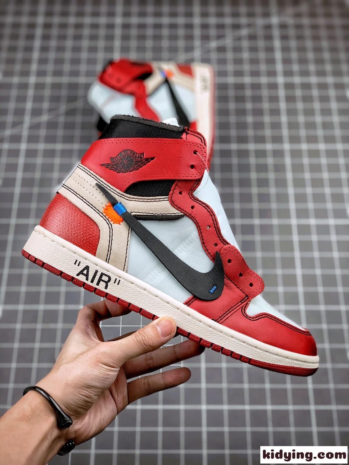 OFF-WHITE X AJ1 レッド ハイカット コンフォート オフホワイト スニーカー コピー メンズ カジュアル 高品質-3